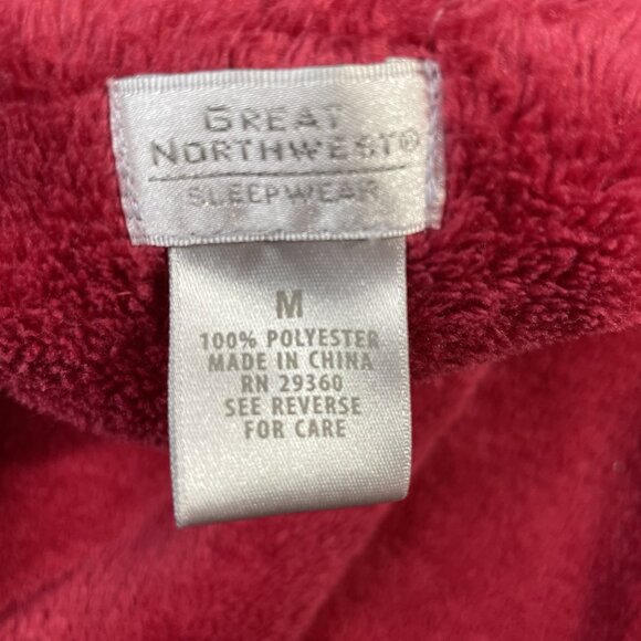 NWT Great Northwest Sleepwear Lounge Robe Heavyweight Plush Red Burgundy Size M - Picture 13 of 15